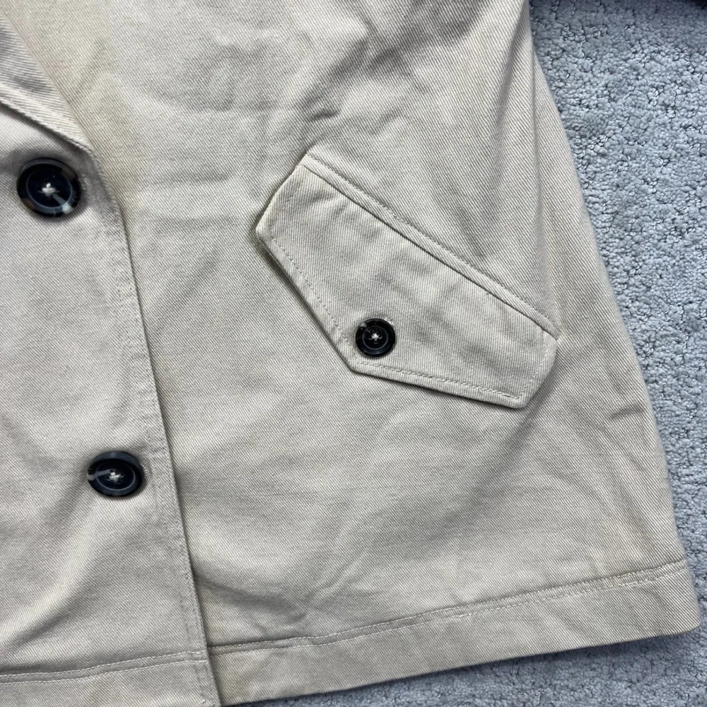 Free People Twill Jacket Womens Large Cream Beige Double Breasted Oversized Boxy